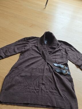 INC International Concepts Ribbed Knit Sweater in Deep Brown Size M